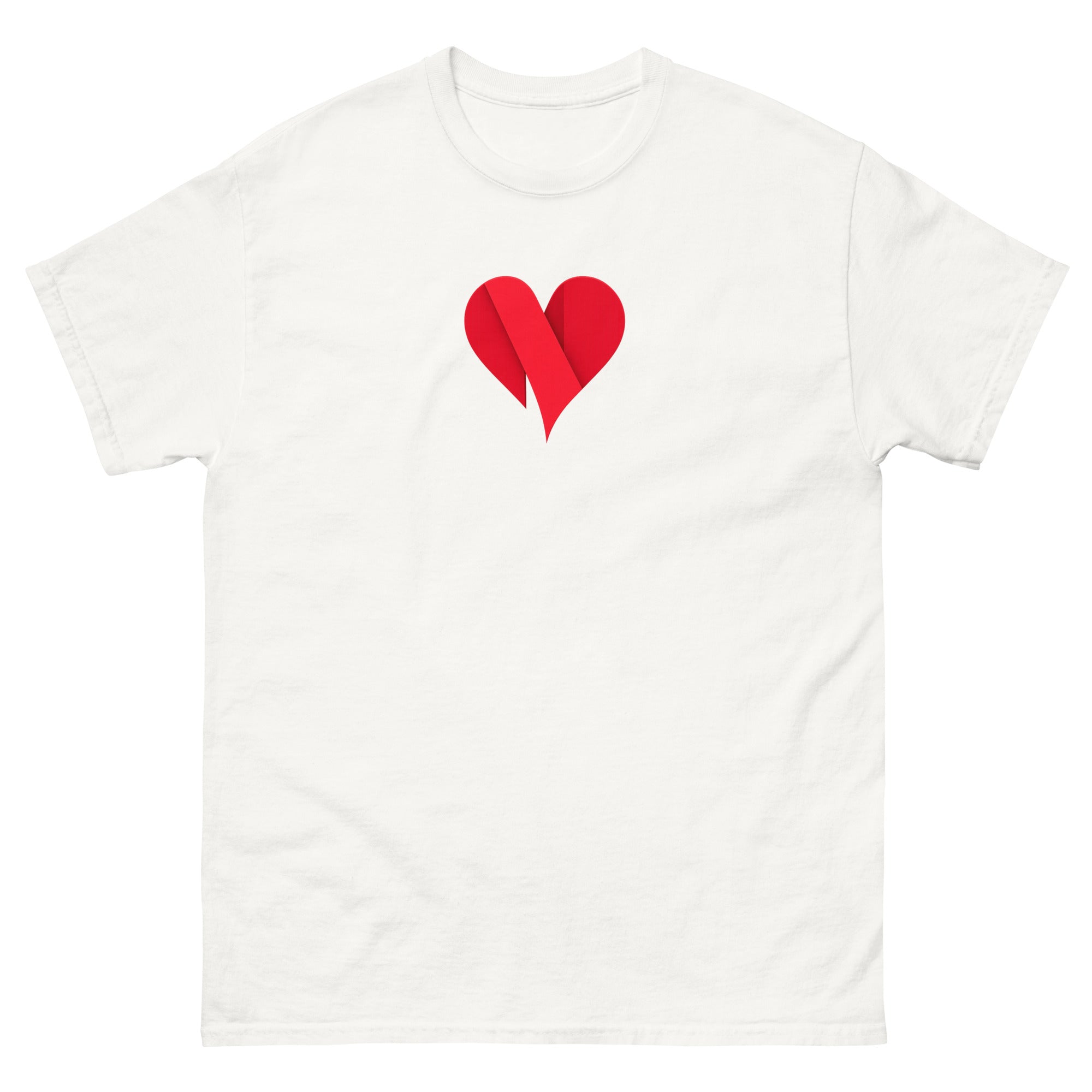 White unisex classic tee with Love Heart print design, front view – iNKORART Studio