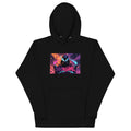 Black unisex pullover hoodie with Inkorgame print design, front view – iNKORART Studio