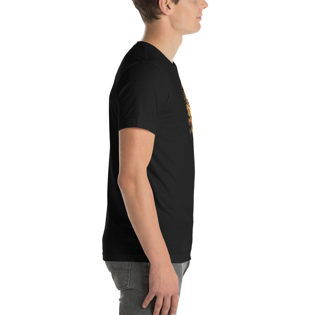 Black unisex t-shirt with Dali print design, right side view – iNKORART Studio